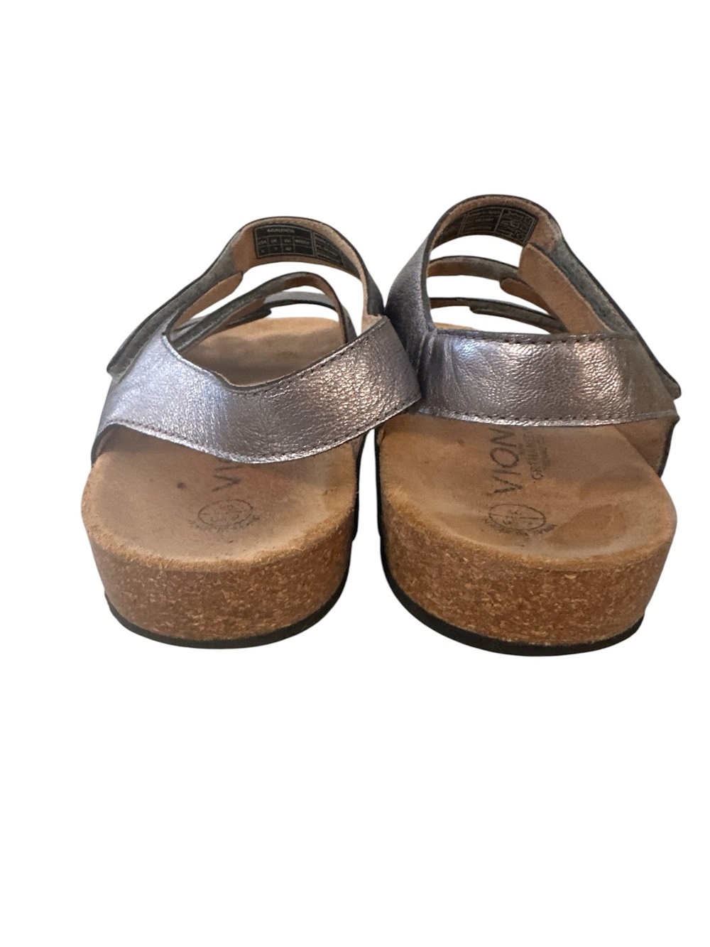 Vionic Metallic Pewter Valencia Silver Leather Orthaheel Flats Sandals Sz 9 - Picture 5 of 8